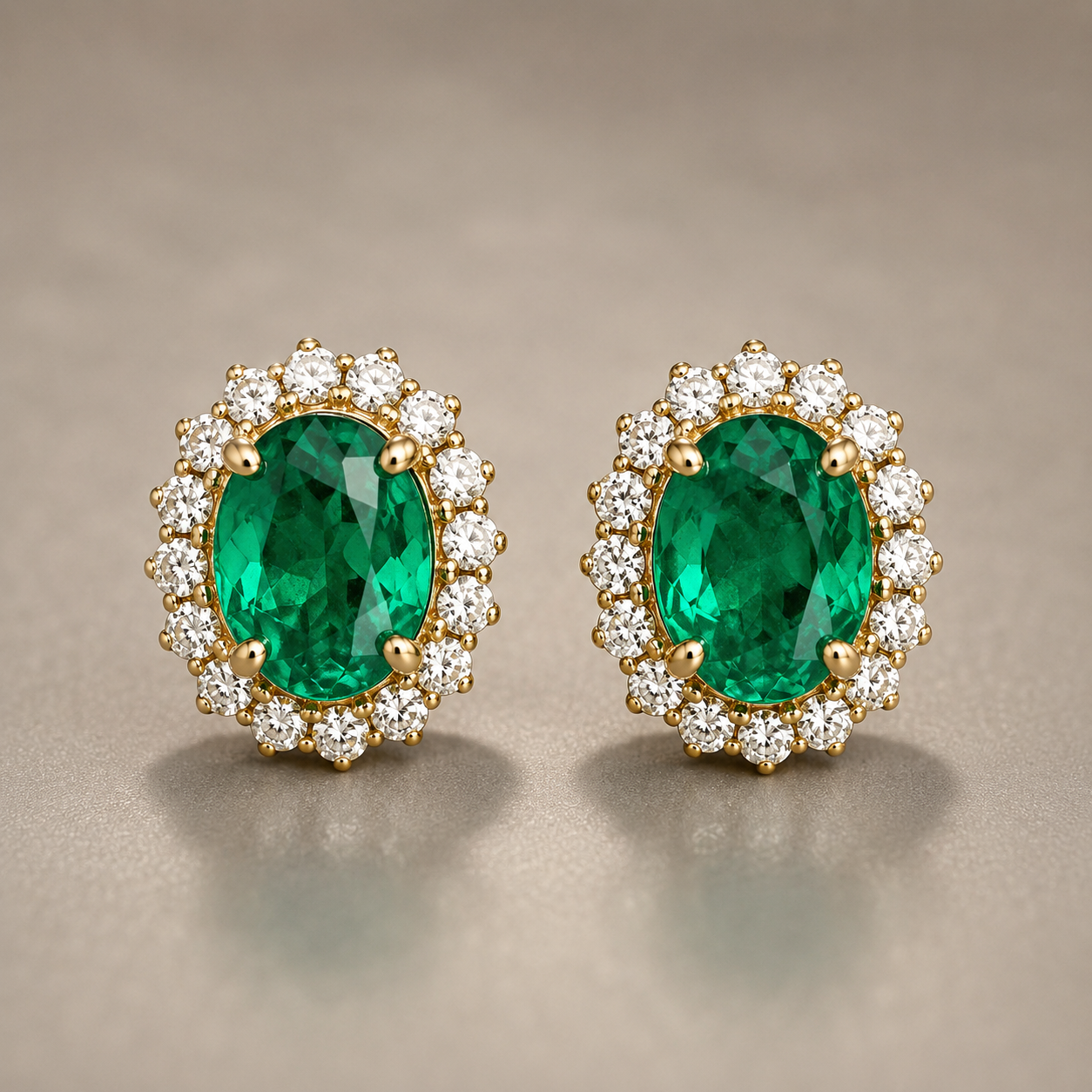 Metatrimdaily™ Emerald Halo Statement Stud Earrings