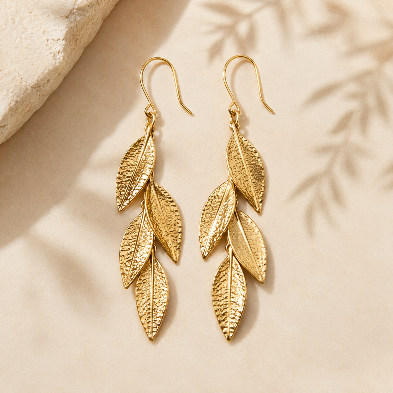 Metatrimdaily™ Golden Leaf Cascade Earrings