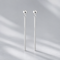 Metatrimdaily™ Sleek Silver Bar Drop Earrings