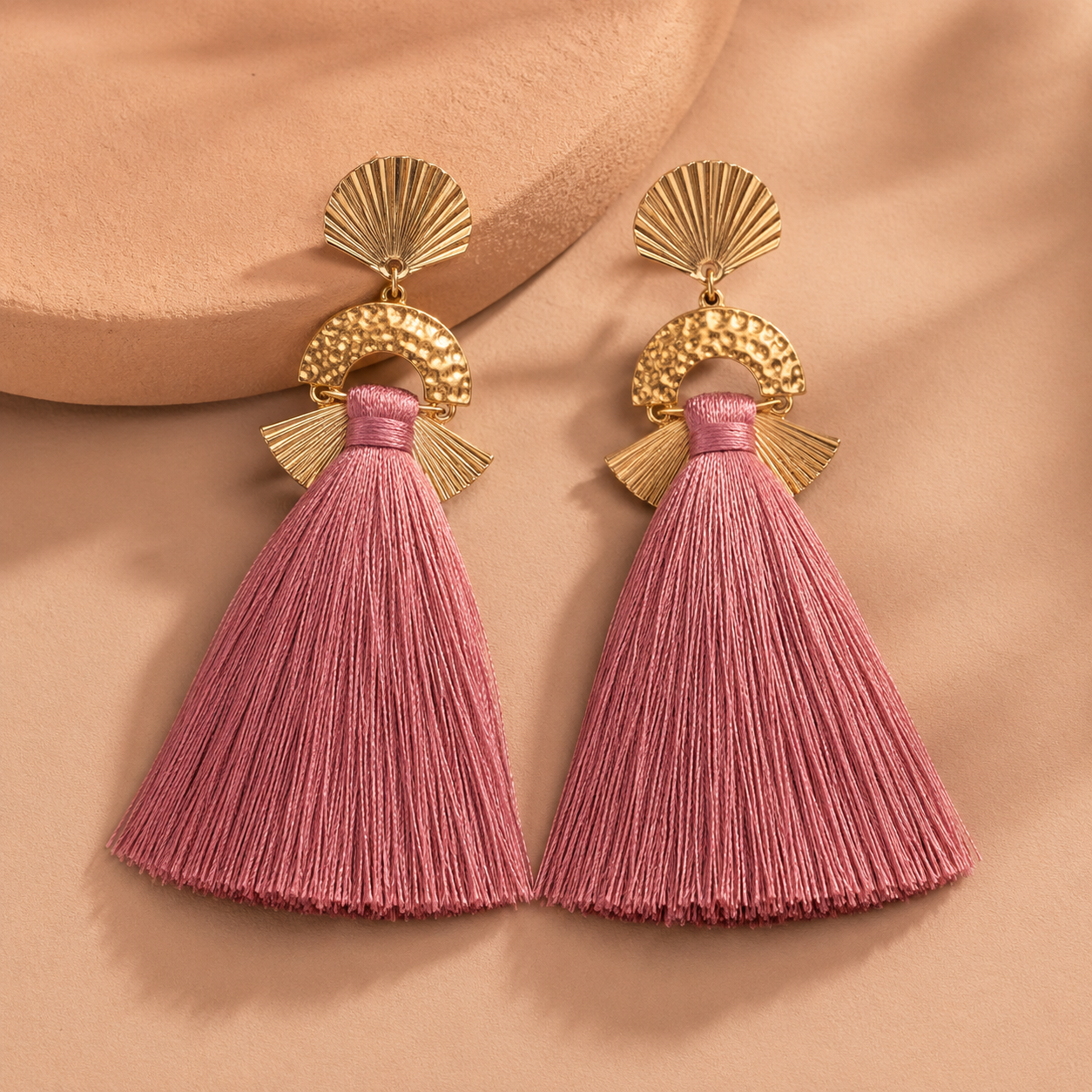Metatrimdaily™ Rose Tassel Statement Earrings