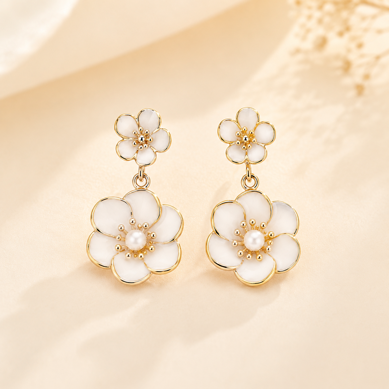 Metatrimdaily™ Ivory Blossom Drop Earrings