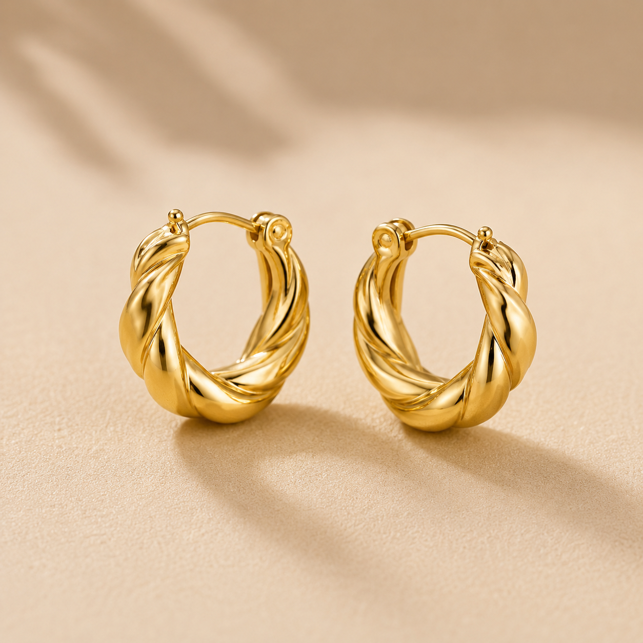 Metatrimdaily™ Twisted Gold Huggie Hoop Earrings